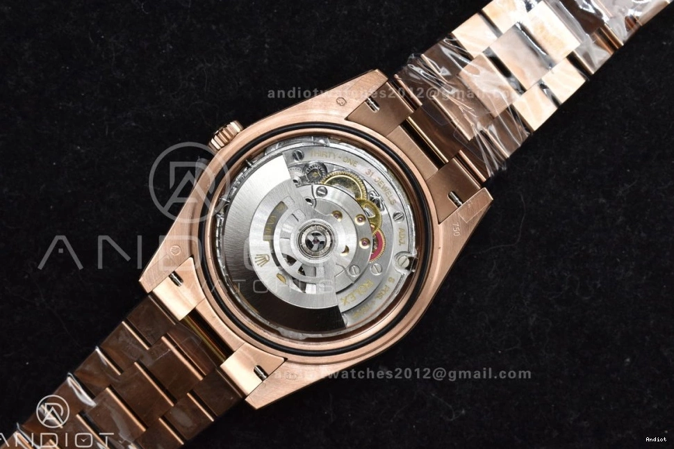 RG DayDate Crystal Bracelet 904L 40 706 Practical Steel President GMF A Meteorite On Markers Dial 0705